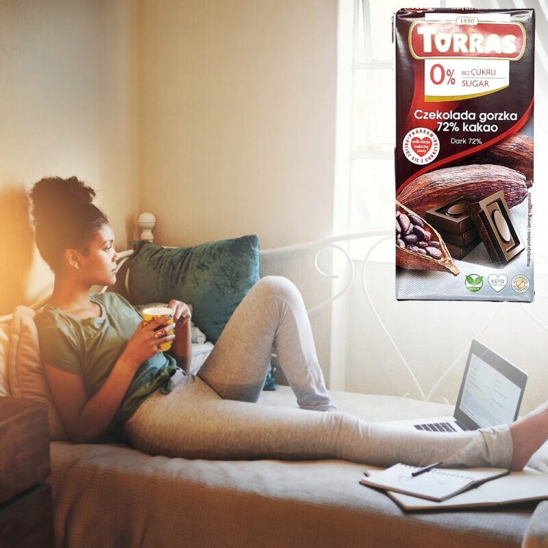 Czekolada gorzka 72% kakao bez cukru I glutenu 75g Torras - obrazek 4