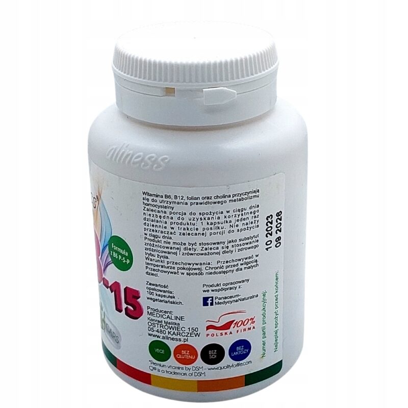 Aliness Witamina B Complex B-15 Methyl kapsułki 100 szt. Folian 4 generacji - obrazek 5