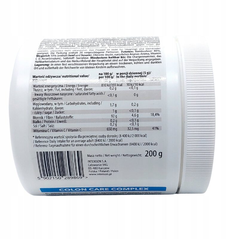 Intenston Colon care complex 200g Zdrowe jelita - Smak ananasowy - obrazek 5
