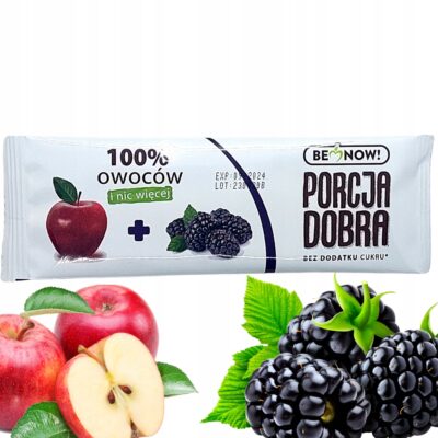 Baton jabłkowo-jeżynowy Porcja Dobra 16g Zdrowa przekąska naturalna słodycz