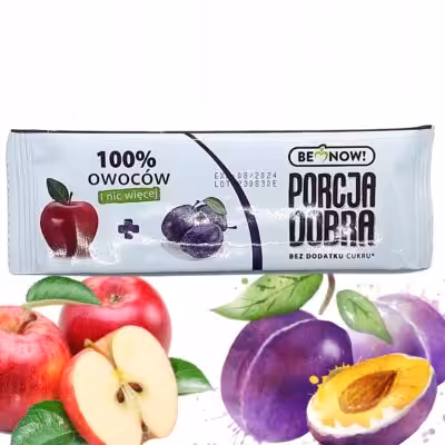 Baton jabłkowo-śliwkowy Porcja Dobra 16g Zdrowa przekąska naturalna słodycz
