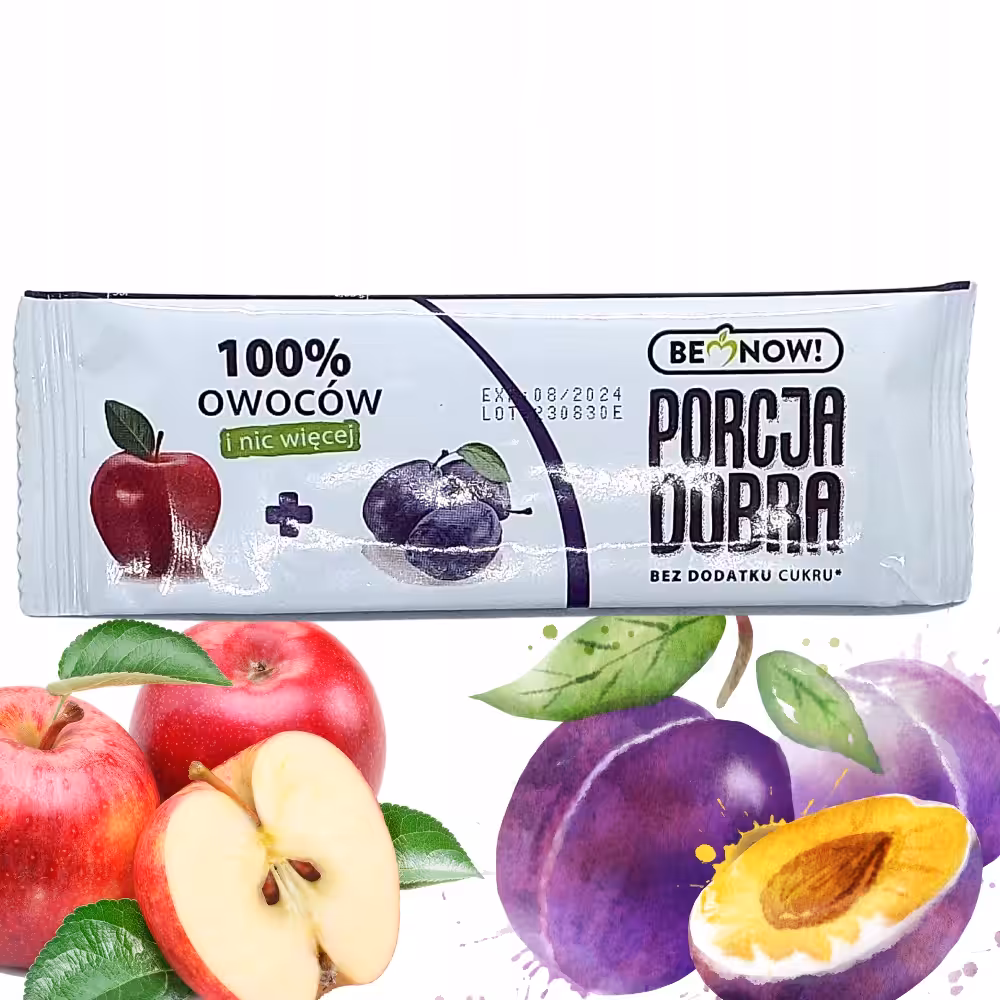 Baton jabłkowo-śliwkowy Porcja Dobra 16g Zdrowa przekąska naturalna słodycz