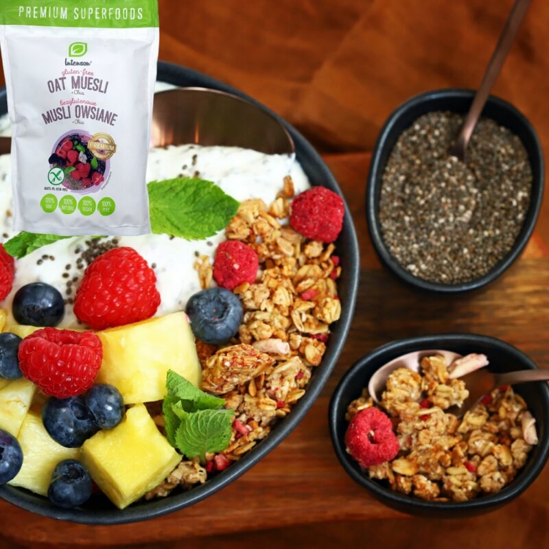Intenson Bezglutenowe Musli z Nasionami Chia 0,2 kg pyszne Fit śniadanie - obrazek 3