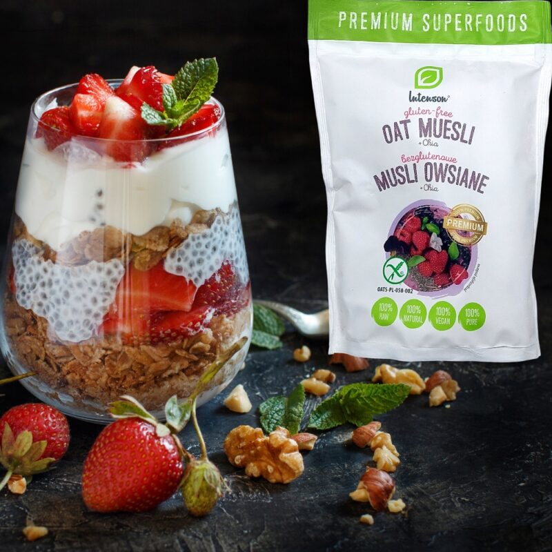 Intenson Bezglutenowe Musli z Nasionami Chia 0,2 kg pyszne Fit śniadanie - obrazek 2