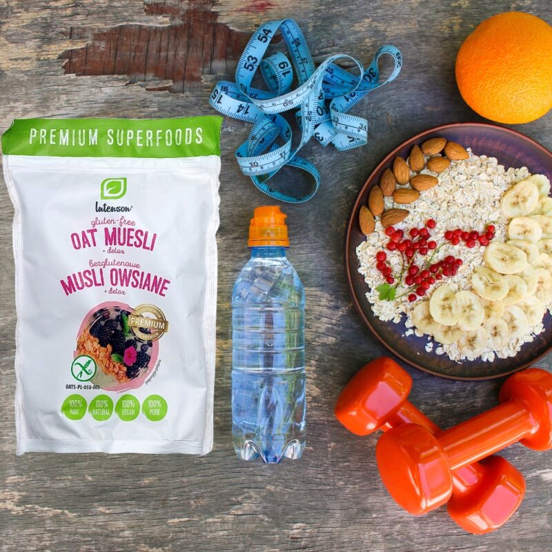 Intenson Bezglutenowe musli + Detox 200g Płatki owsiane owoce i ziarna - obrazek 2