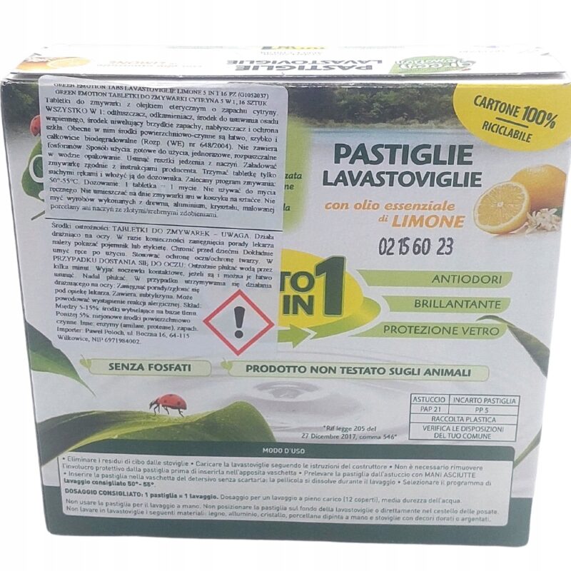 Green Emotion Tabletki do Zmywarki Cytrynowe 16szt Ekologiczne - obrazek 5