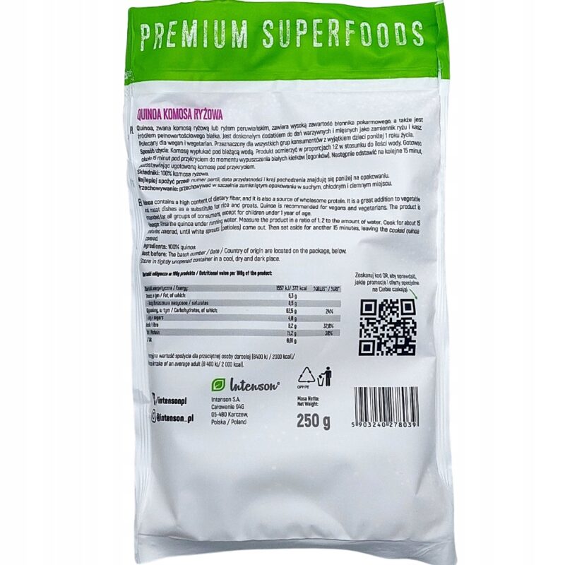 Intenson Quinoa (komosa ryżowa) 0,25 kg Wielofunkcyjny Składnik Żywności - obrazek 5