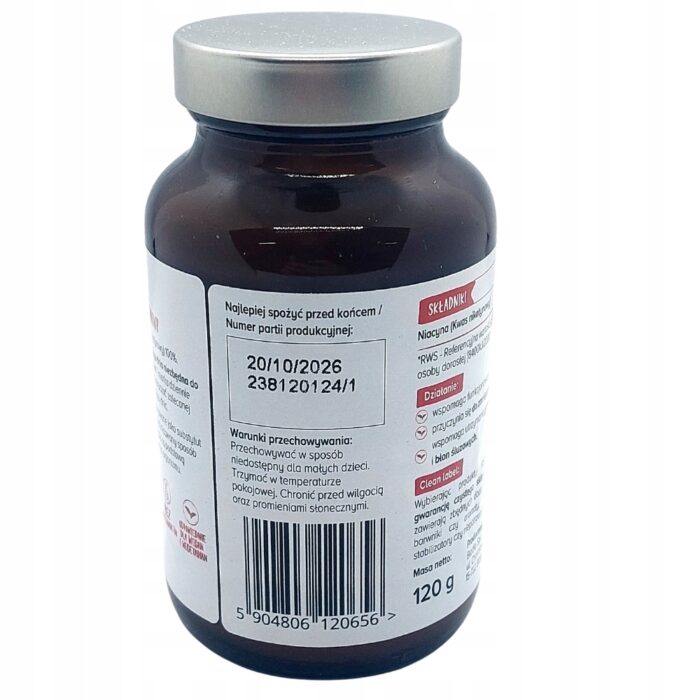 Biowen Kwas nikotynowy Witamina B3 proszek Efekt flush 120g - obrazek 4