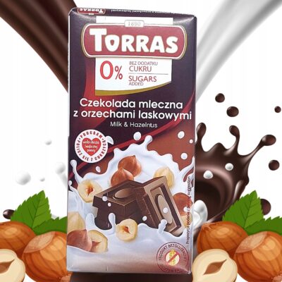 Czekolada mleczna Torras z orzechami laskowymi 75g Bez oleju palmowego