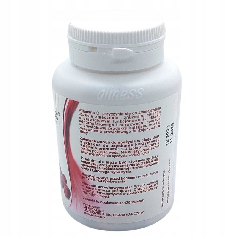 Aliness Acerola tabletki 120 szt. 100% Naturalnej witaminy C - obrazek 5