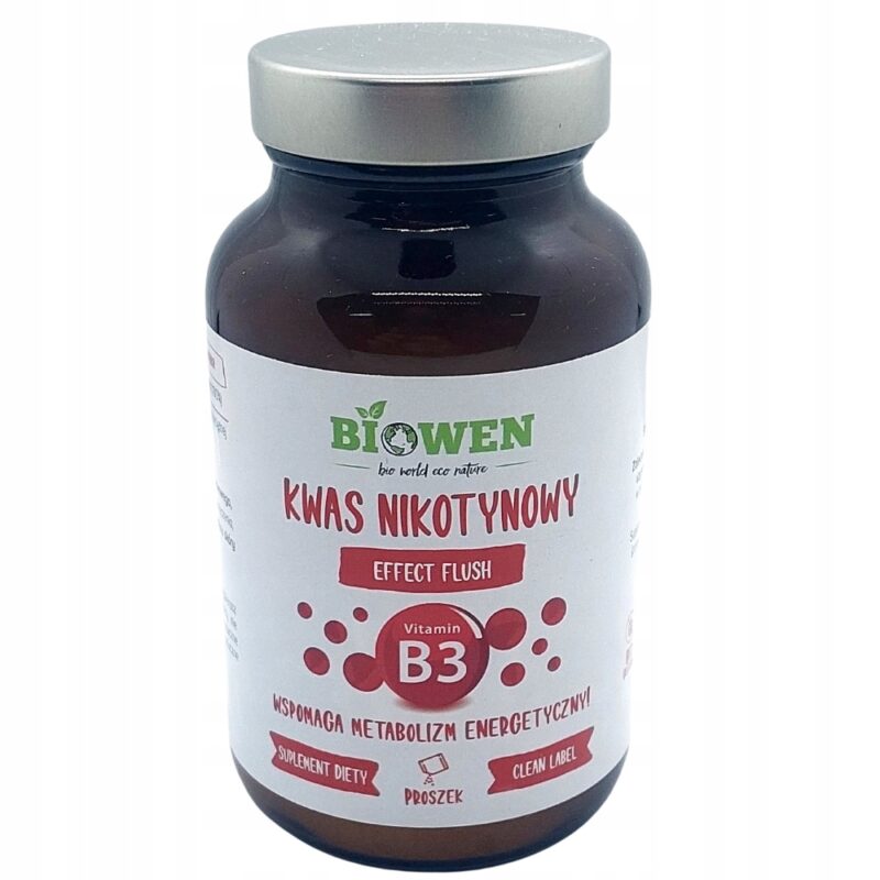 Biowen Kwas nikotynowy Witamina B3 proszek Efekt flush 120g
