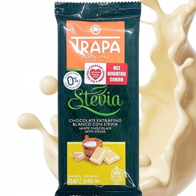 Czekolada biała Trapa 75 g Bez dodatku cukru, Ze Stewią