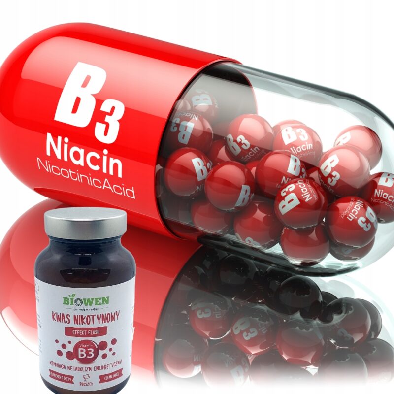 Biowen Kwas nikotynowy Witamina B3 proszek Efekt flush 120g - obrazek 3