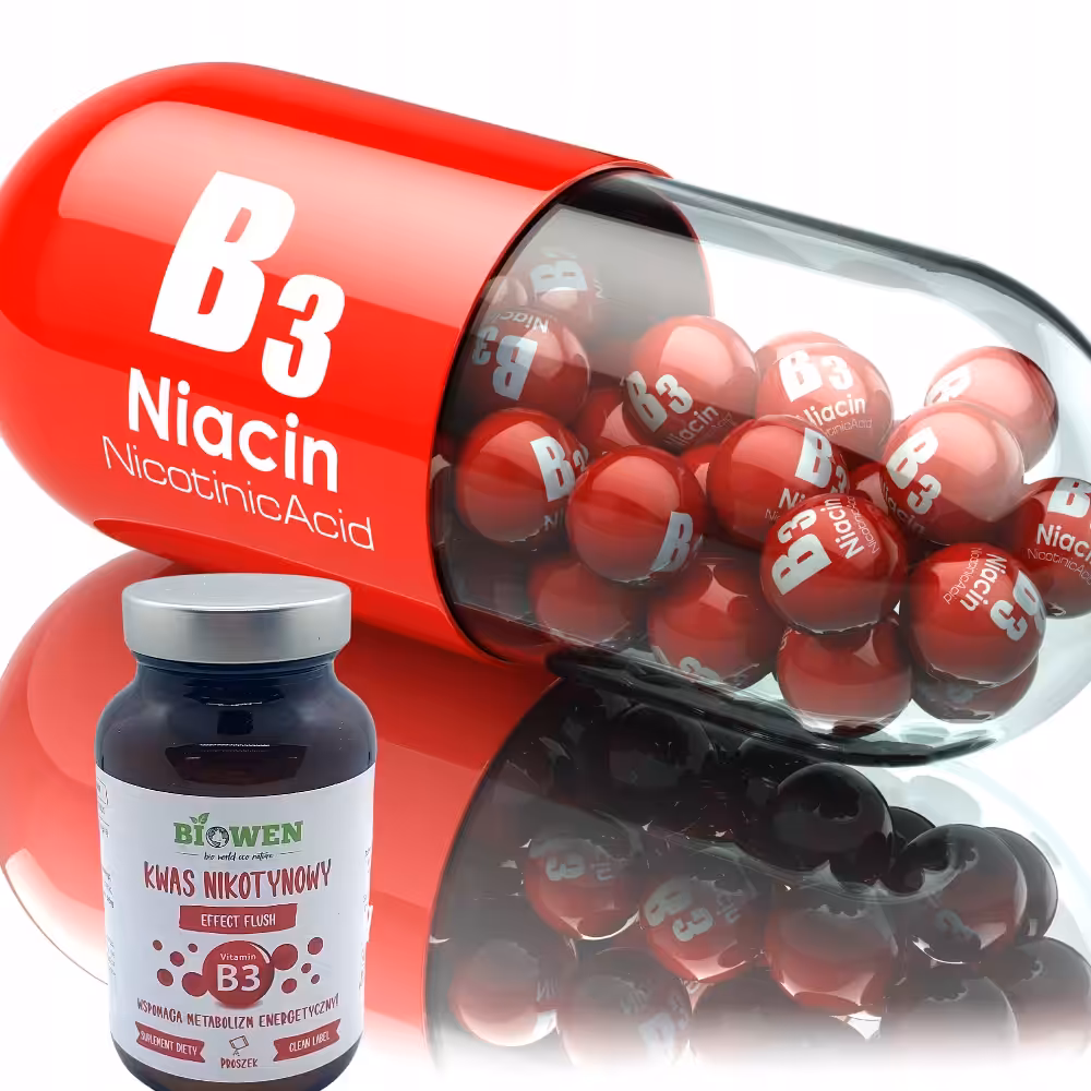 Biowen Kwas nikotynowy Witamina B3 proszek Efekt flush 120g - obrazek 3