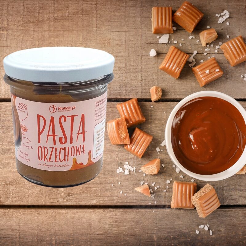 Pasta orzechowa Krukam Słony karmel 300g Połączenie karmelu z solą - obrazek 3