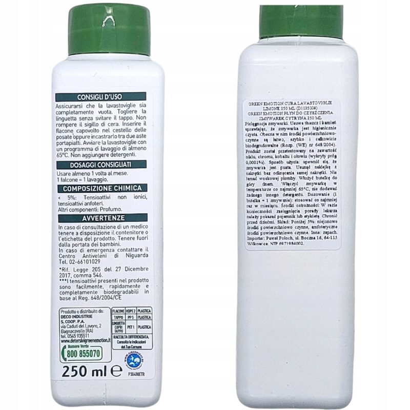 Płyn do czyszczenia zmywarki Green Emotion 250ml Cytrynowy, Wegański - obrazek 5