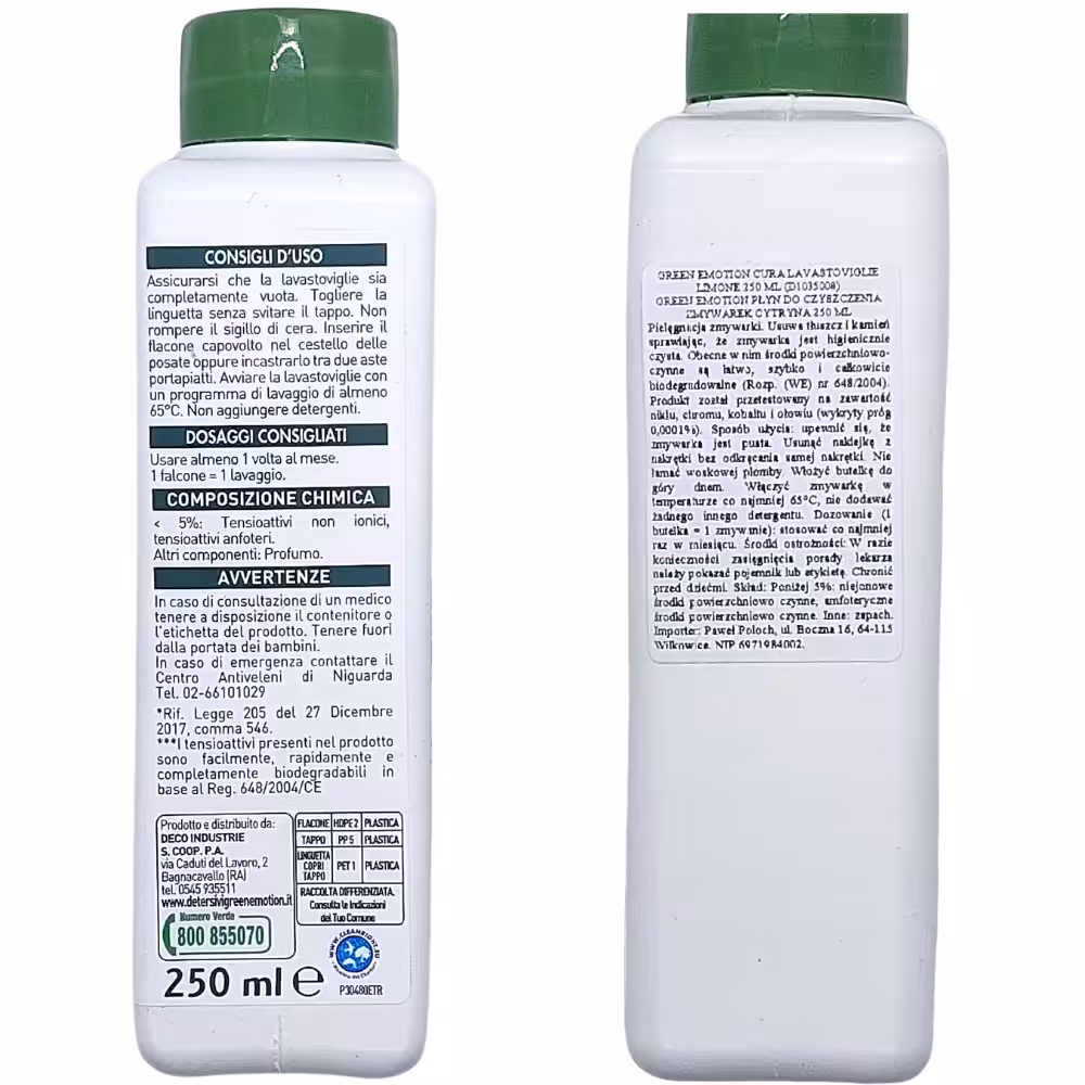 Płyn do czyszczenia zmywarki Green Emotion 250ml Cytrynowy, Wegański - obrazek 5