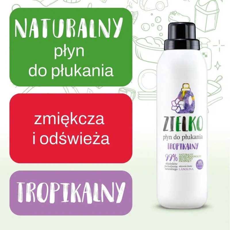 ZIELKO Płyn do płukania Tropikalny z lanoliną 1l Naturalny zmiękcza tkaniny - obrazek 9
