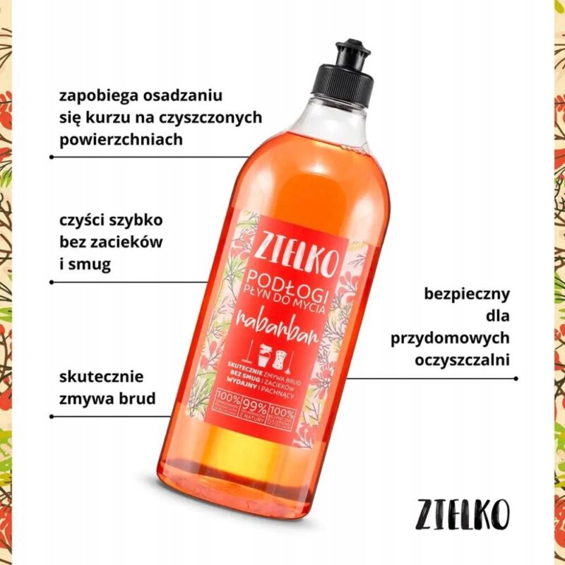 ZIELKO Ekologiczny Płyn do mycia podłóg o zapachu rabarbaru 1L - obrazek 4