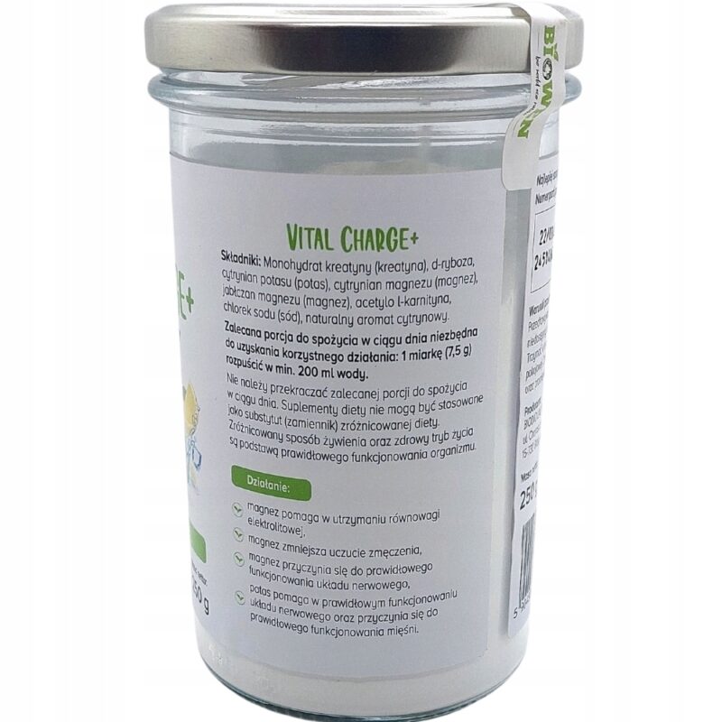 Elektrolity w proszku do picia cytryna Vital Charge+ Biowen 250g bez Cukru - obrazek 5