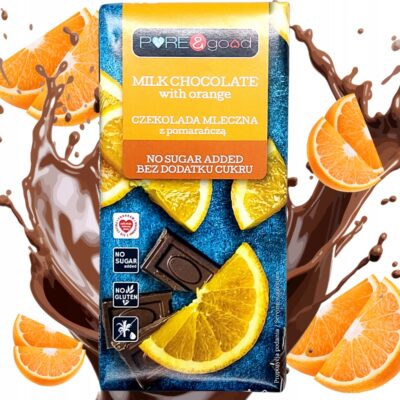 Czekolada mleczna z pomarańczą PURE GOOD 75g Bez dodatku cukru i glutenu