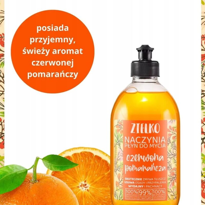 ZIelko Płyn do mycia naczyń Czerwona pomarańcza usuwa tłuszcz, brud - obrazek 5