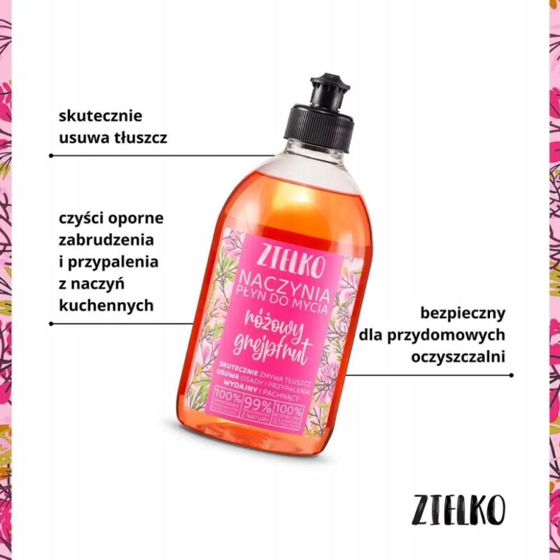 ZIELKO Płyn do mycia naczyń Różowy Grejpfrut usuwa tłuszcz i brud - obrazek 5