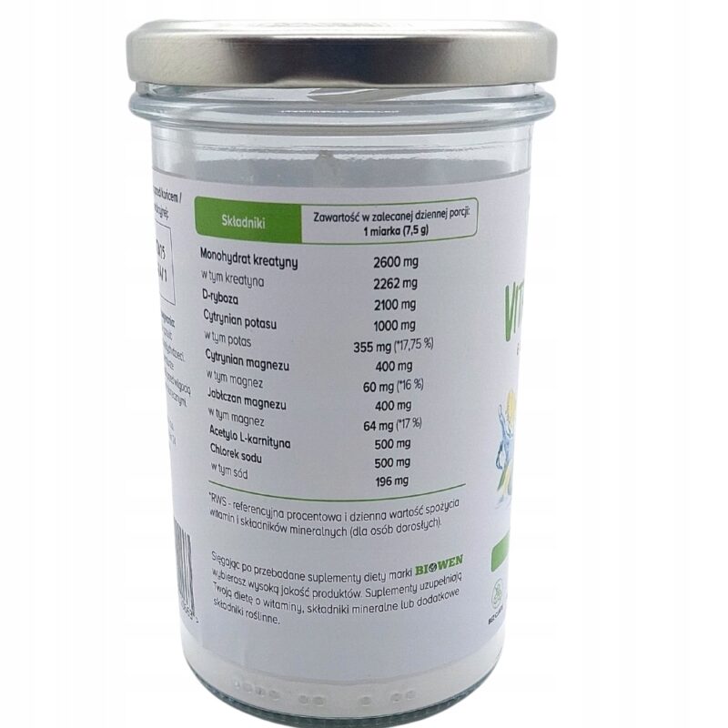 Elektrolity w proszku do picia cytryna Vital Charge+ Biowen 250g bez Cukru - obrazek 4