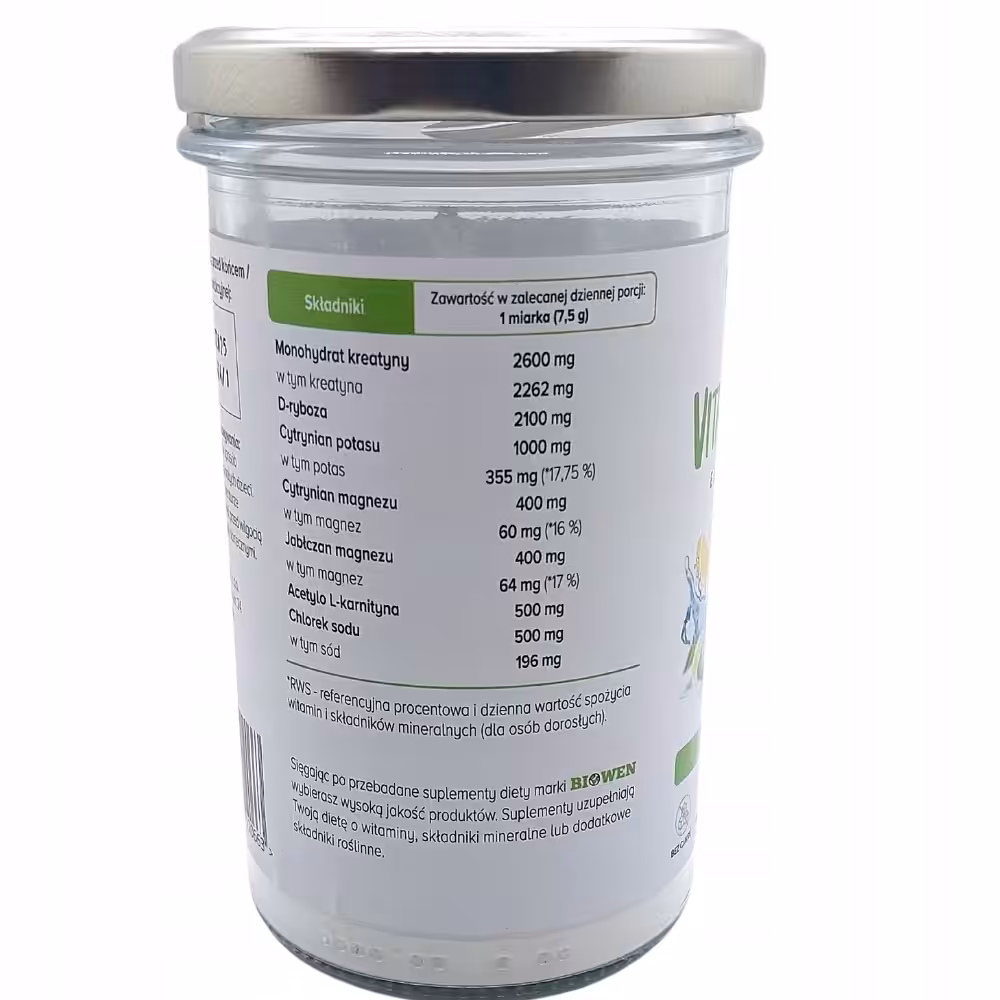 Elektrolity w proszku do picia cytryna Vital Charge+ Biowen 250g bez Cukru - obrazek 4