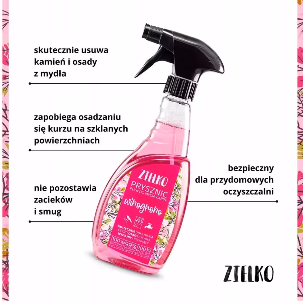 ZIELKO Płyn do czyszczenie kabin prysznicowych 0,5l Bez smug i zacieków - obrazek 6