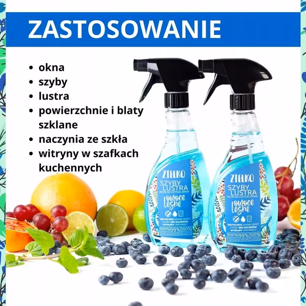 ZIELKO Ekologiczny Płyn do szyb i luster OWOCE LEŚNE 0,5L - obrazek 5