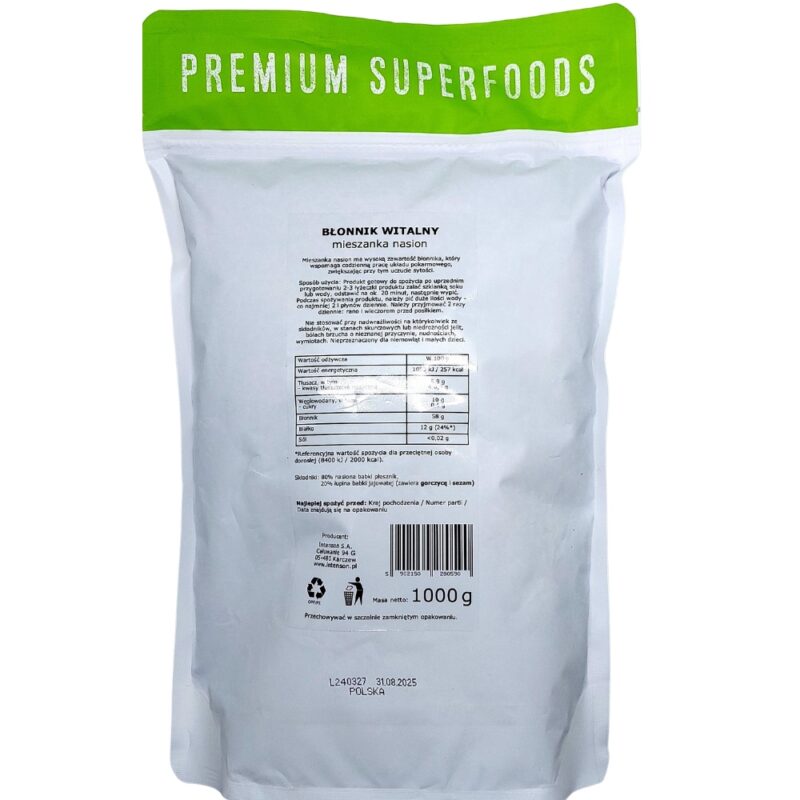 Intenson Błonnik witalny mieszanka nasion 1KG nasiona Płesznik Superfood - obrazek 4