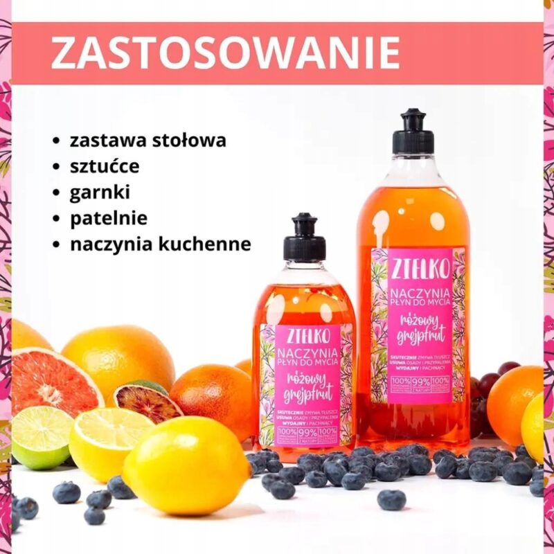 ZIELKO Płyn do mycia naczyń Różowy Grejpfrut usuwa tłuszcz i brud - obrazek 4
