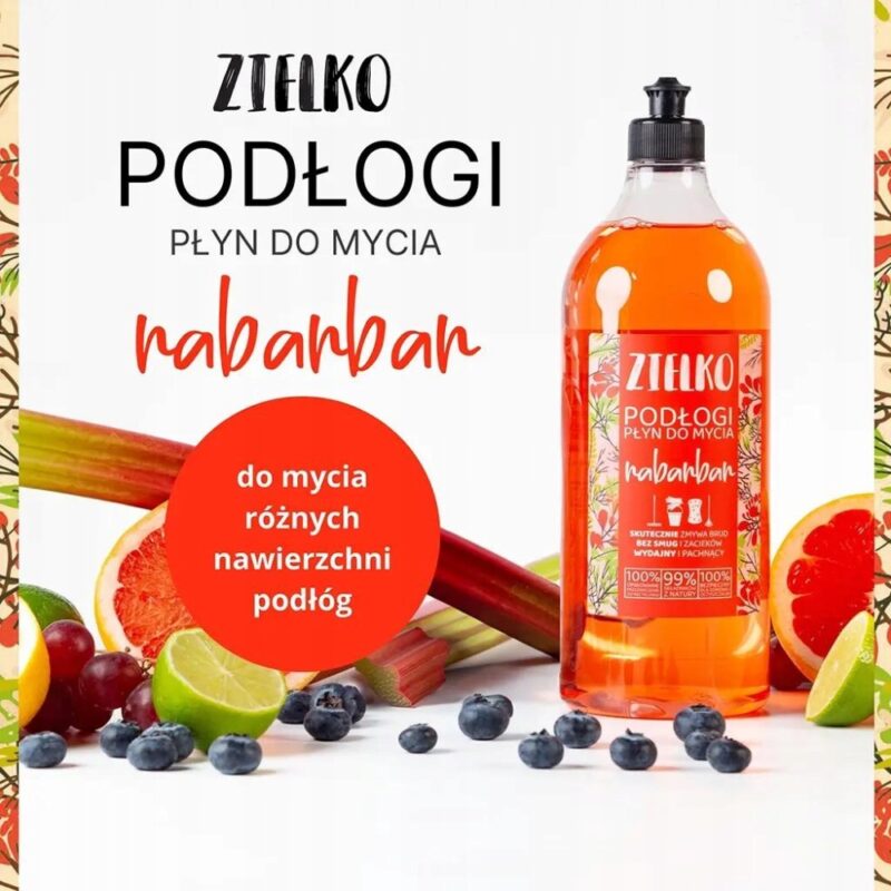 ZIELKO Ekologiczny Płyn do mycia podłóg o zapachu rabarbaru 1L - obrazek 2
