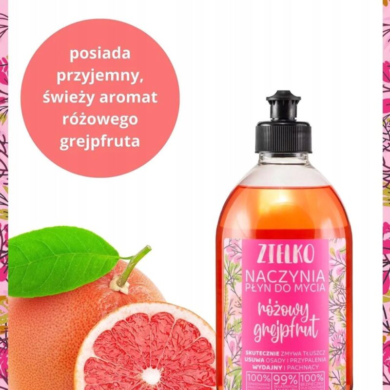 ZIELKO Płyn do mycia naczyń Różowy Grejpfrut usuwa tłuszcz i brud - obrazek 3