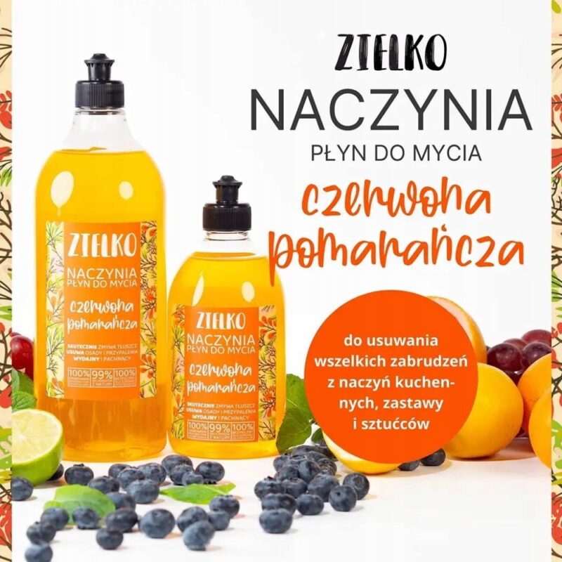 ZIelko Płyn do mycia naczyń Czerwona pomarańcza usuwa tłuszcz, brud - obrazek 8