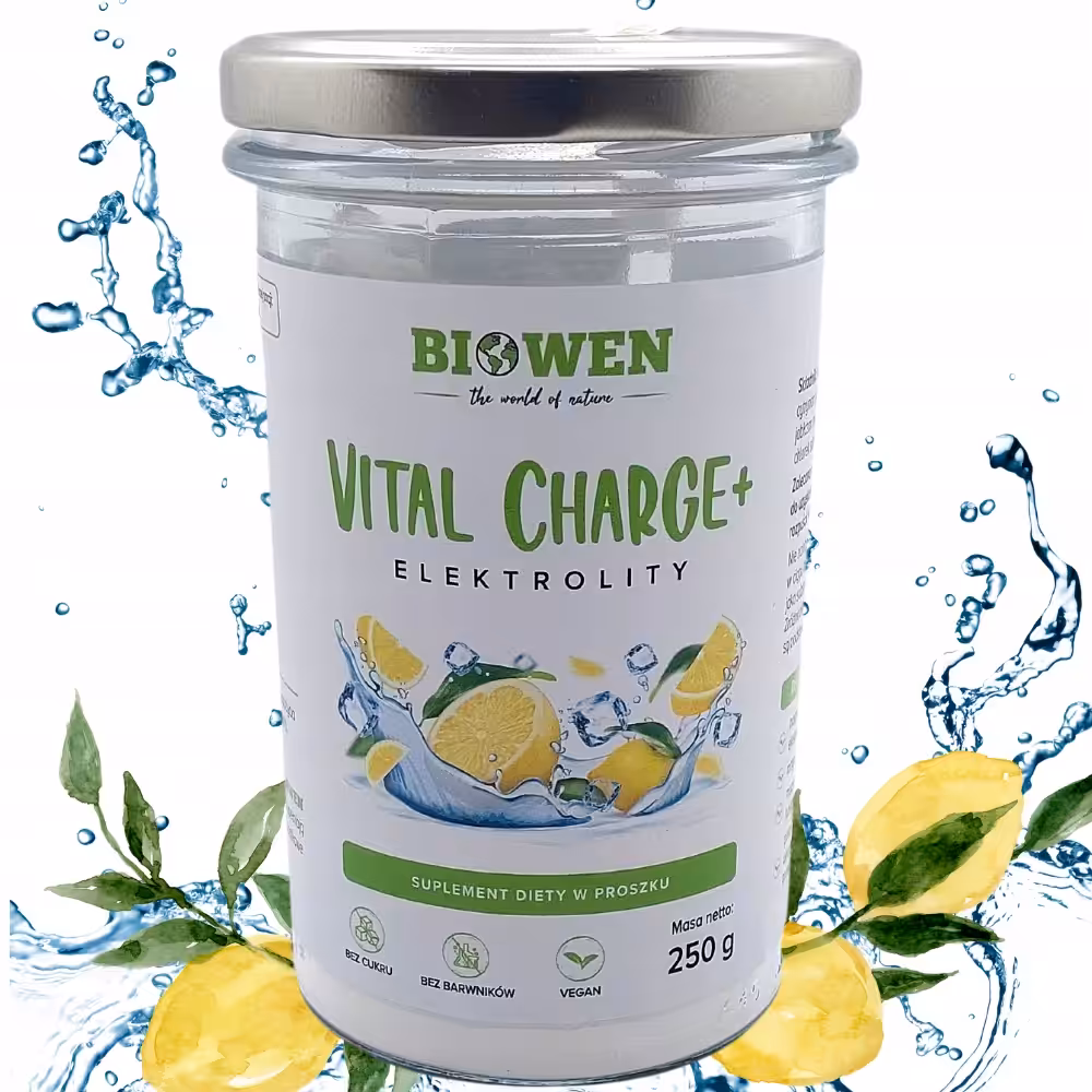 Elektrolity w proszku do picia cytryna Vital Charge+ Biowen 250g bez Cukru