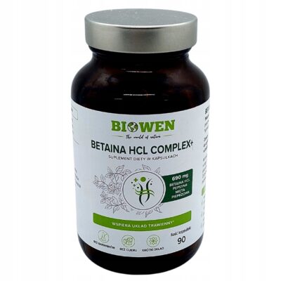 Betaina HCL Complex+ BIOWEN na dobre trawienie pepsyna, mięta pieprzowa