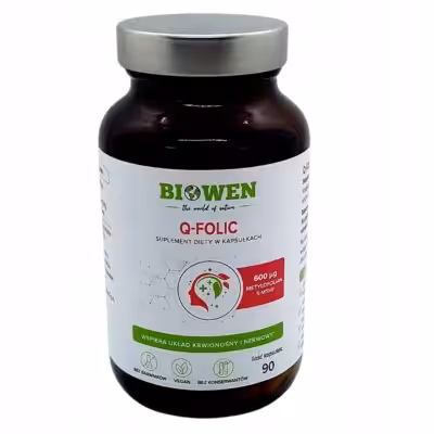 Biowen Q-folic metylowany kwas foliowy - 5-MTHF - 90 kap dostarcza aż 600 folianów