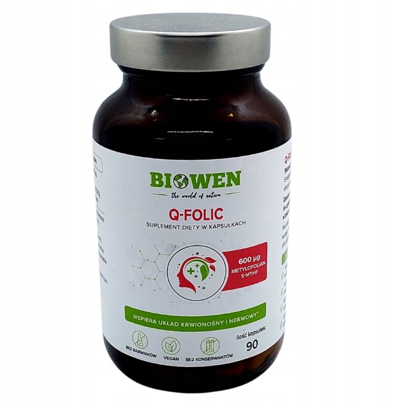 Biowen Q-folic metylowany kwas foliowy - 5-MTHF - 90 kap dostarcza aż 600 folianów