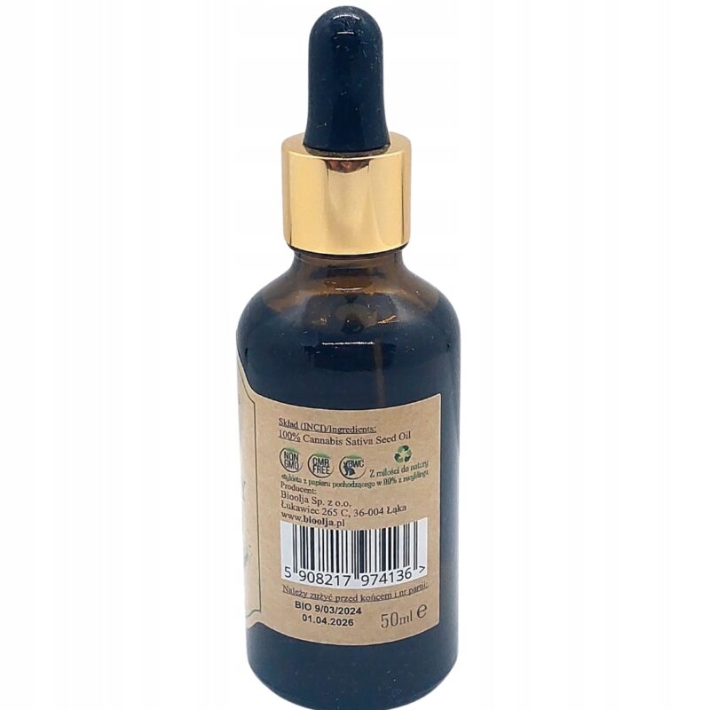 Bioolja Naturalny olejek konopny BIO 50 ml Nawilża i odmładza skórę twarzy - obrazek 5