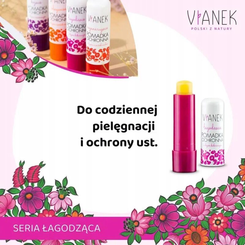 Vianek Łagodząca pomadka ochronna Intensywne nawilżenie - smak bananowy - obrazek 5