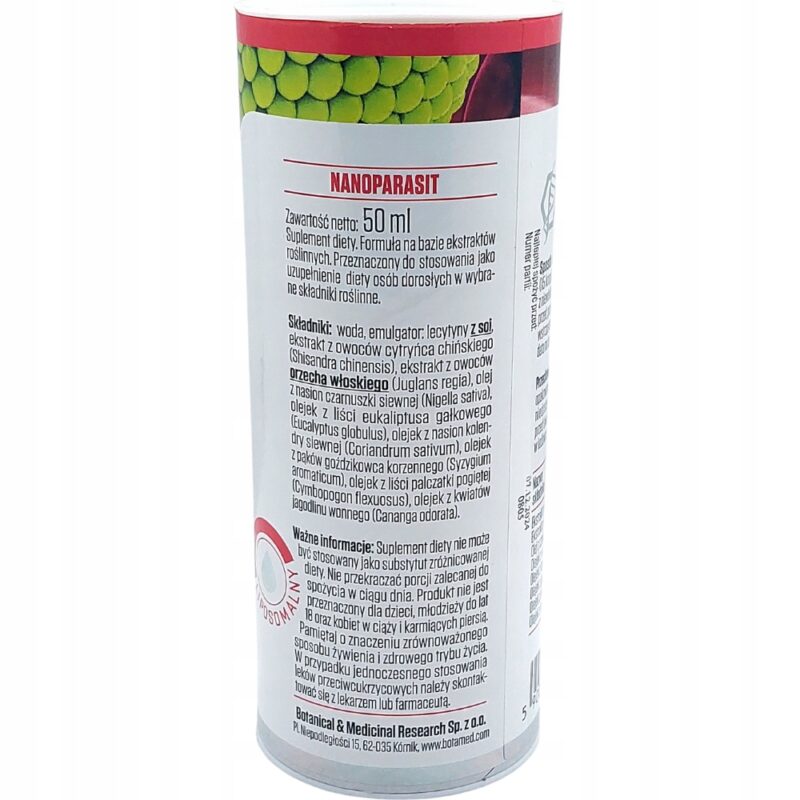Zioła w kroplach na Pasożyty i Robaki Nanoparasit dla dorosłych 50ml Botamed - obrazek 7