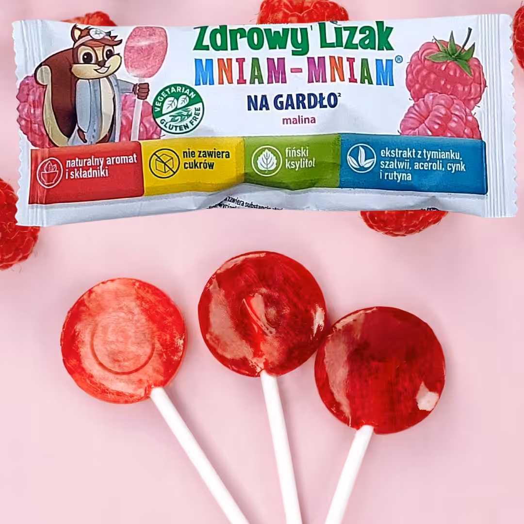 Zdrowy Lizak Mniam-Mniam na Gardło Malina bez dodatku cukru - Starpharma - obrazek 2