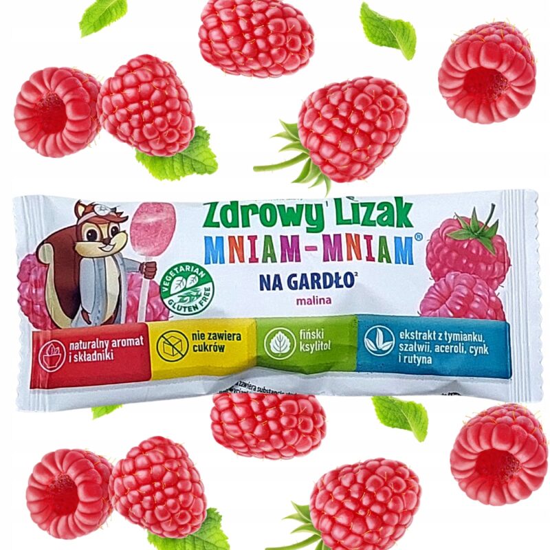 Zdrowy Lizak Mniam-Mniam na Gardło Malina bez dodatku cukru - Starpharma