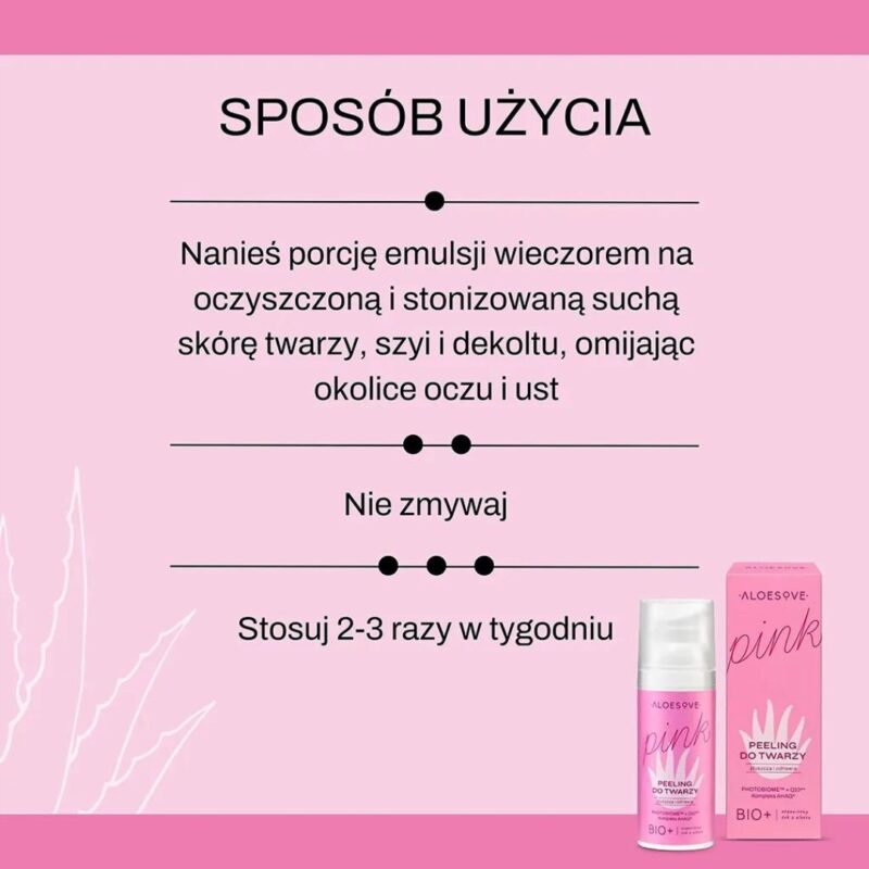 ALOESOVE PINK Kwasowy peeling do twarzy Głębokie oczyszczenie, odnowa skóry - obrazek 4