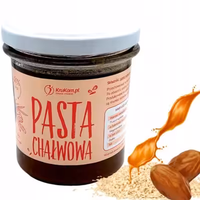 Naturalna Płynna Chałwa z Pasta Sezamową tahini i Syropem Daktylowym Krukam