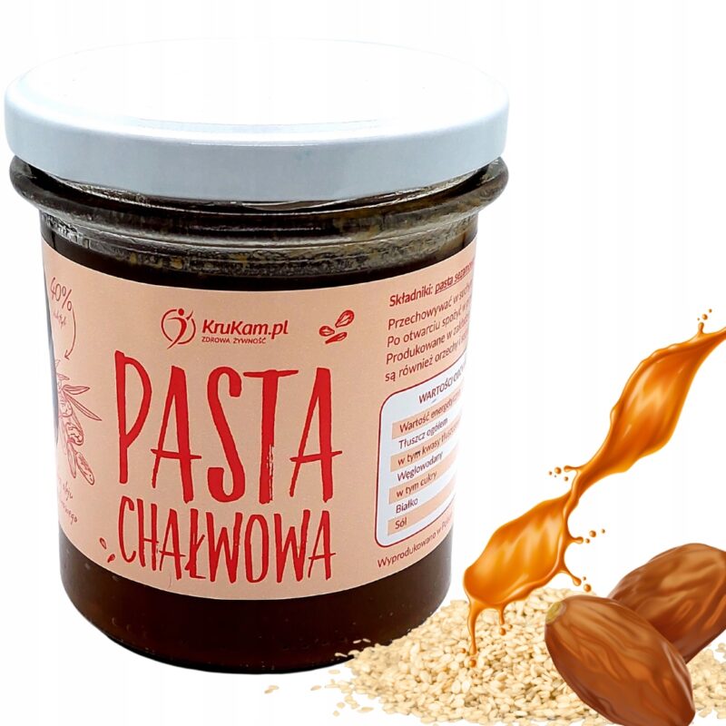 Naturalna Płynna Chałwa z Pasta Sezamową tahini i Syropem Daktylowym Krukam