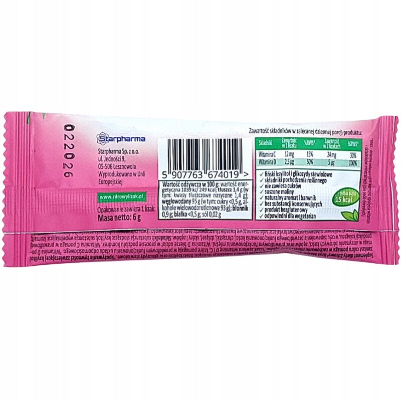Zdrowy Lizak Mniam-Mniam o smaku malinowym na odporność - Starpharma - obrazek 5