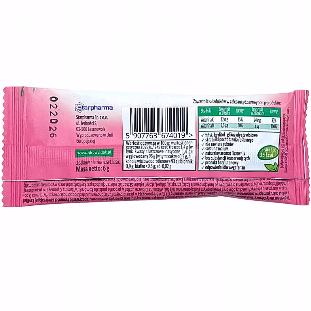 Zdrowy Lizak Mniam-Mniam o smaku malinowym na odporność - Starpharma - obrazek 5
